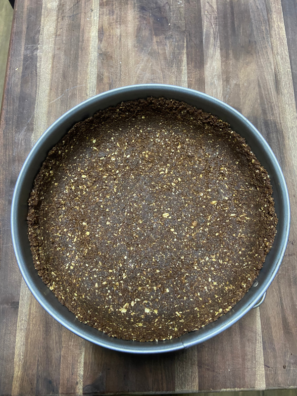 Double Chocolate (Healthy) Baked Cheesecake crumb shot