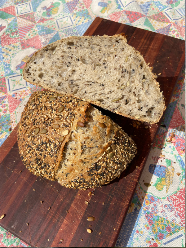 Multi Seed Sourdough Bread Crumb shot