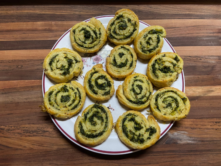 Flaky Sourdough Pie Crust - Spinach Pinwheels