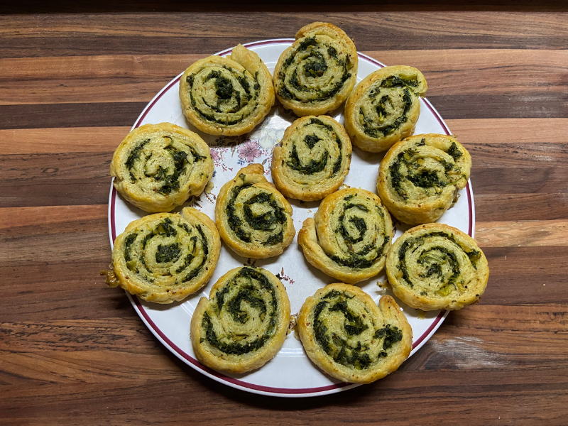 Flaky Sourdough Pie Crust - Spinach Pinwheels
