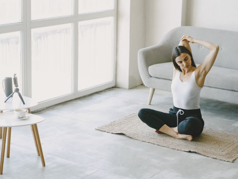 woman stretching back muscles