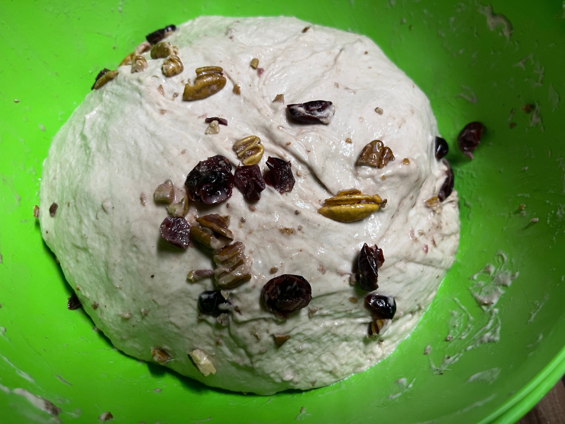 Stretched Cranberry and Pecan Sourdough Bread for the best treat ever